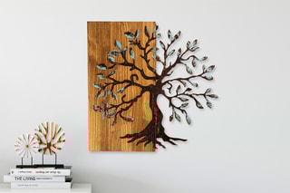 Décoration murale en bois Agac - Naturel et noir