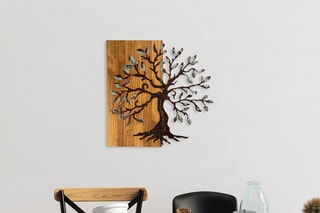Décoration murale en bois Agac - Naturel et noir