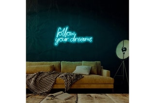 Néon mural fluorescent Follow Your Dreams - Bleu