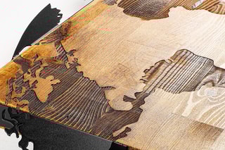 Décoration murale en bois World Map - 83 x 35 cm - Imitation noyer et noir