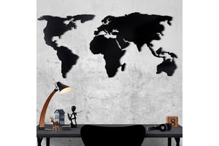 Décoration murale World Map Silhouette XL - 85 x 170 cm - Noir