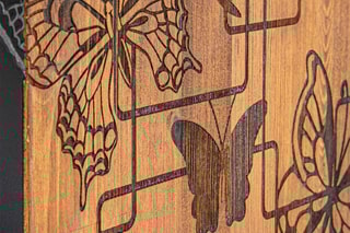 Décoration murale oiseaux amoureux en bois  - Noir et naturel