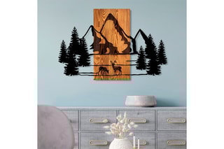 Décoration murale en bois Natural habitat - 87 x 57 cm - Naturel et noir