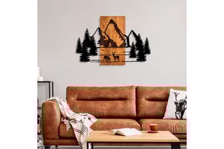 Décoration murale en bois Natural habitat - 87 x 57 cm - Naturel et noir