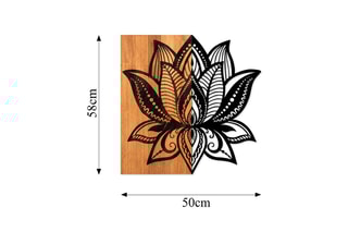 Décoration murale lotus en bois - Naturel et noir