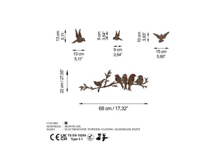 4 décorations murales Rusty Birds - Marron
