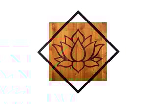 Décoration murale en bois Lotus - 54 x 54 cm - Naturel et noir