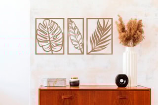 3 décorations murales Leaf 2 - 80 x 38 cm - Doré rose
