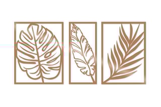 3 décorations murales Leaf 2 - 80 x 38 cm - Doré rose