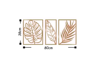 3 décorations murales Leaf 2 - 80 x 38 cm - Doré rose