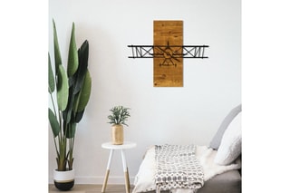 Décoration murale en bois Teyyare - 58 x 70 cm - Naturel et noir 