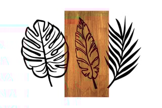 Décoration murale Triple Leaves - 58 x 80 cm - Naturel et noir