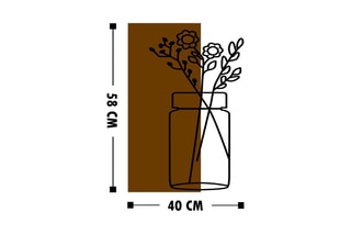 Décoration murale en bois Cicek1 - 40 x 58 cm - Naturel et noir