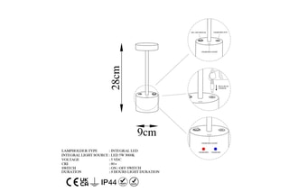 Lampe à poser LED Keyf Doré