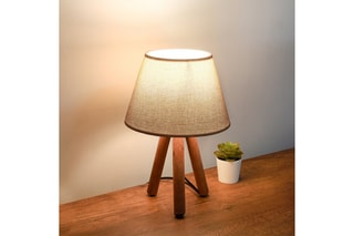 Lampe à poser en bois - Blanc et naturel
