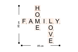 Scrabble mural en bois - 95 x 95 cm - Noir