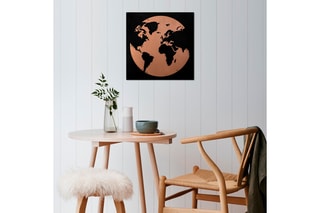 Décoration murale My World 2 - 50 x 50 cm - Noir et cuivré