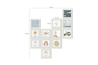 12 décorations murales - 16 x 17 cm - Blanc et ciel