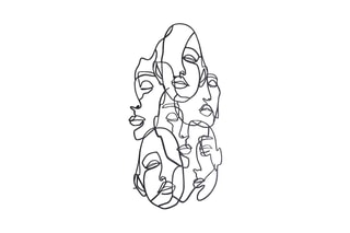 Décoration murale Faces Line Art - 44 x 60 cm - Noir