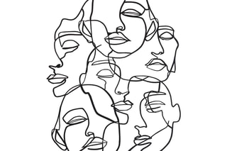 Décoration murale Faces Line Art - 44 x 60 cm - Noir