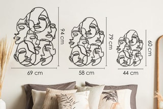 Décoration murale Faces Line Art - 44 x 60 cm - Noir