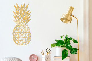 Décoration murale Pineapple - 22 x 36 cm - Doré