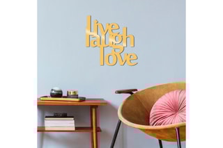 Décoration murale Live Laugh Love - 50 x 50 cm - Doré