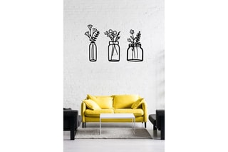 3 décorations murales Flower In The Bottle - 18 x 49/20 x 44/19 x 43 cm - Noir