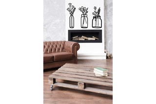 3 décorations murales Flower In The Bottle - 18 x 49/20 x 44/19 x 43 cm - Noir