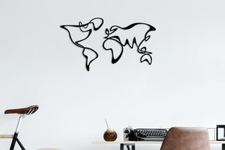 Décoration murale World Map 15 - 120 x 69 cm - Noir