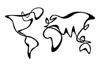 Décoration murale World Map 15 - 120 x 69 cm - Noir