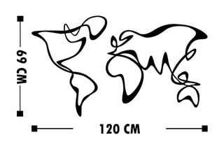 Décoration murale World Map 15 - 120 x 69 cm - Noir