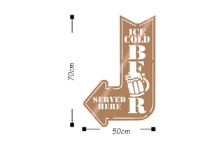 Décoration murale Ice Cold Beer - 50 x 70 cm - Doré