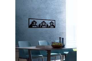 Décoration murale Three Monkeys - 100 x 36 cm - Noir