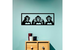 Décoration murale Three Monkeys - 100 x 36 cm - Noir