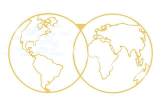 Décoration murale World map - 60 x 34 cm - Doré