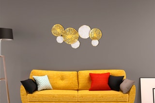 Décoration murale Samuray - 74 x 38 cm - Doré et blanc