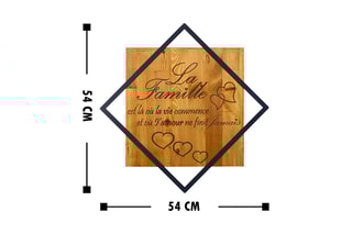 Décoration murale en bois La Famille - 54 x 54 cm - Naturel et noir
