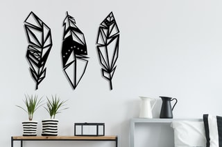 3 décorations murales Feather - 3 x (78 x 65) cm - Noir