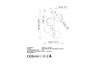 Plafonnier Benek - Rose - 4 x 40 W