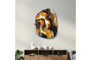 Décoration murale en verre trempé Golden Roots - 88 x 68 cm