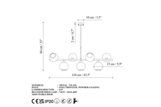 Suspension Benek - Rose - 7 x 40 W