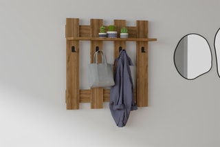 Support mural multifonction Carina - 70 x 70 x 18 cm - Imitation noyer