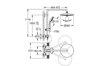Colonne de douche avec mitigeur thermostatique Vitalio Joy 260