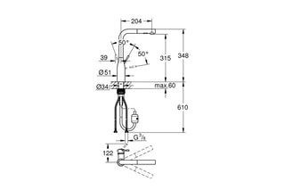 Mitigeur pour évier avec bec tube et douchette extractible - Essence