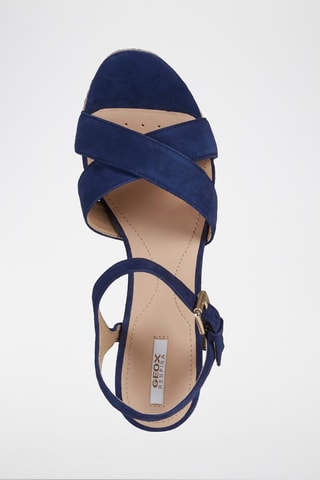 Sandales compensées en nubuck Soleil - Bleu marine