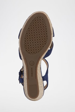 Sandales compensées en nubuck Soleil - Bleu marine