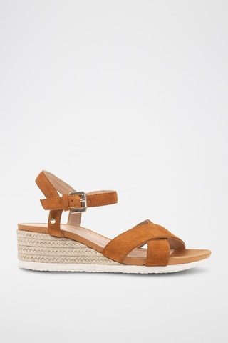 Sandales compensées en nubuck Ischia Corda - Camel