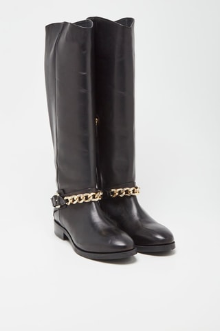 Bottes en cuir nappa Brogue - Noir