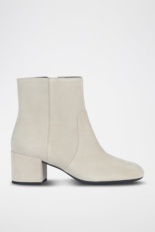 Bottines en cuir de chèvre nubuck Eleana - Ecru